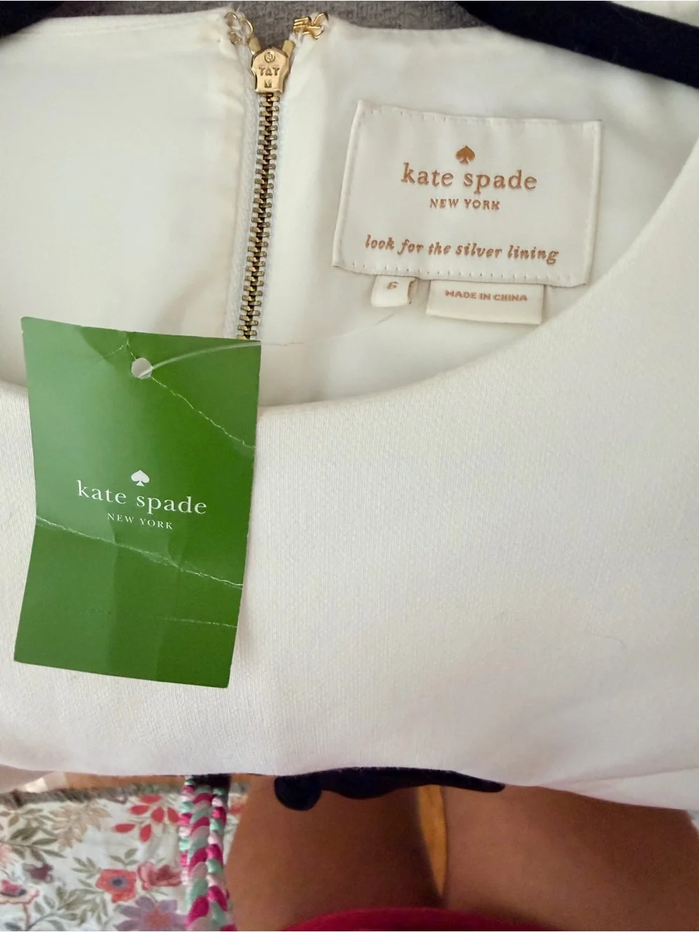 kate spade White Cap-Sleeve Dress with Black Bow